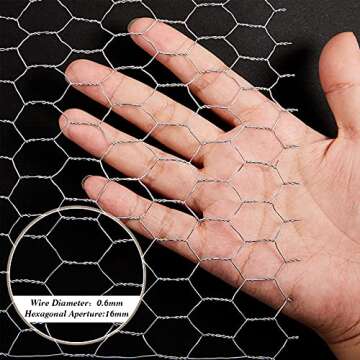 Chicken Wire Net for Craft Floral Chicken Wire Galvanized Hexagonal Wire Mesh Wire Animal Fence Netting, Home Use and Gardening, Silver, 13.7 x 236.2 Inch with Wire Cutting Pliers (1 Roll)