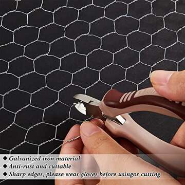 Chicken Wire Net for Craft Floral Chicken Wire Galvanized Hexagonal Wire Mesh Wire Animal Fence Netting, Home Use and Gardening, Silver, 13.7 x 236.2 Inch with Wire Cutting Pliers (1 Roll)