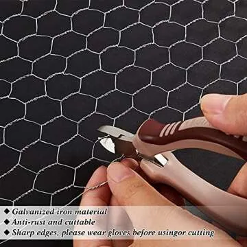 Chicken Wire Net for Craft Floral Chicken Wire Galvanized Hexagonal Wire Mesh Wire Animal Fence Netting, Home Use and Gardening, Silver, 13.7 x 236.2 Inch with Wire Cutting Pliers (1 Roll)