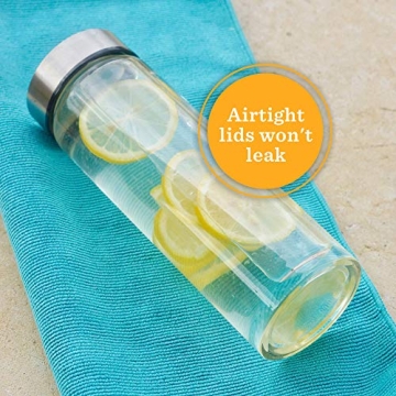 Wide Mouth Glass Juice Bottles 4-Pack BPA Free Leakproof
