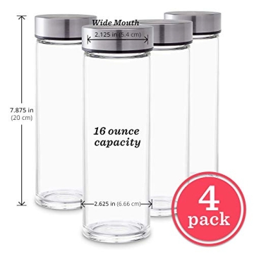 Wide Mouth Glass Juice Bottles 4-Pack BPA Free Leakproof