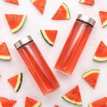 Wide Mouth Glass Juice Bottles 4-Pack BPA Free Leakproof