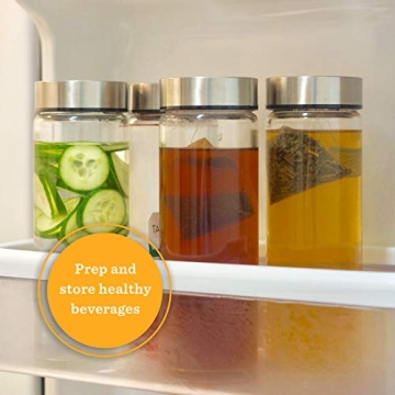 Wide Mouth Glass Juice Bottles 4-Pack BPA Free Leakproof