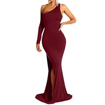 Elegant One Shoulder Backless Evening Dress for Women