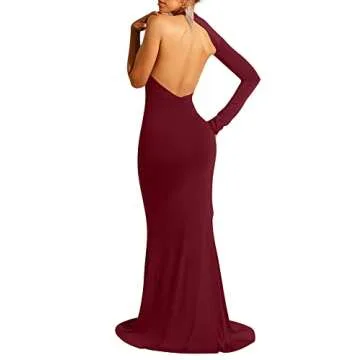 Elegant One Shoulder Backless Evening Dress for Women
