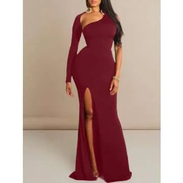 Elegant One Shoulder Backless Evening Dress for Women