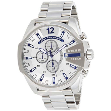 Diesel Mega Chief Chronograph Men's Watch DZ4477 - Silver Stainless Steel