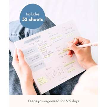 Lamare Weekly Planner Notepad Tear Off – Premium 52 Thick Paper Weekly Sheets, Undated Weekly Planner Pad, Daily To Do List Notepad, Habit Tracker, Academic Planner Notebook, Weekly To Do List Notepad