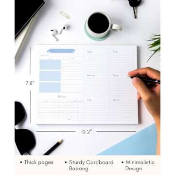 Lamare Weekly Planner Notepad Tear Off – Premium 52 Thick Paper Weekly Sheets, Undated Weekly Planner Pad, Daily To Do List Notepad, Habit Tracker, Academic Planner Notebook, Weekly To Do List Notepad