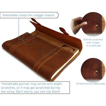 A4 Refillable Leather Journal with 8x11 Lined Business Notebook for Men and Women, Large Leather Notebook Spiral, 200 Pages, Handmade Leather Cover, By Le Vent