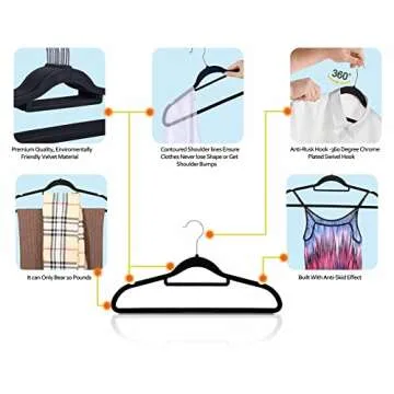 Stylish GVTECH Velvet Hangers 50 Pack Non Slip Heavy Duty