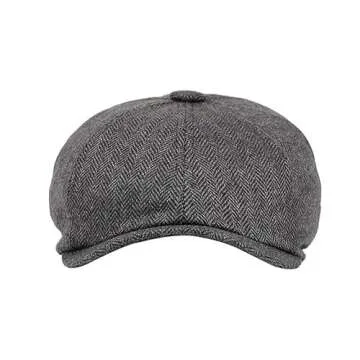 Men Classic Newsboy Cap 8 Panel Gatsby Flat Cap Ivy Golf Cabbie Hat Herringbone Cabbie Flat Cap Herringbone Newsboy Hat Darkgray