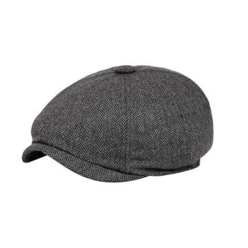 Men Classic Newsboy Cap 8 Panel Gatsby Flat Cap Ivy Golf Cabbie Hat Herringbone Cabbie Flat Cap Herringbone Newsboy Hat Darkgray