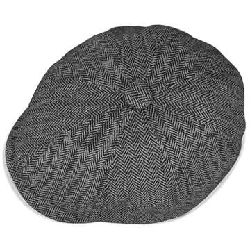 Men Classic Newsboy Cap 8 Panel Gatsby Flat Cap Ivy Golf Cabbie Hat Herringbone Cabbie Flat Cap Herringbone Newsboy Hat Darkgray