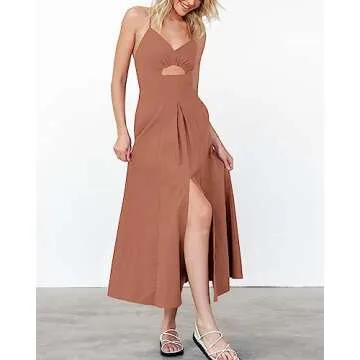 BTFBM Women Summer Spaghetti Strap Dress with Pockets