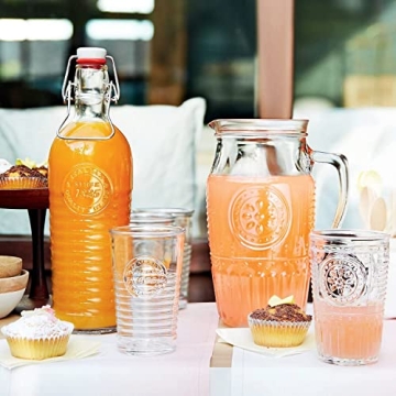 Elegant Floral Glass Pitcher by Bormioli Rocco - 60.75 oz