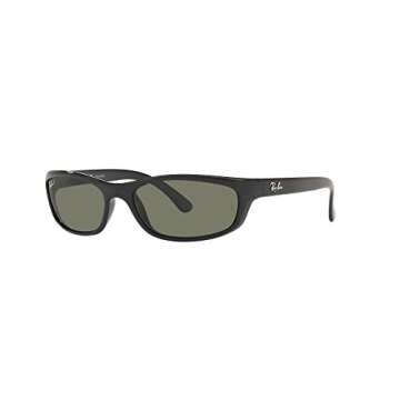 Ray-Ban Men's RB4115 Rectangular Sunglasses, Black/Polarized Green, 57 mm