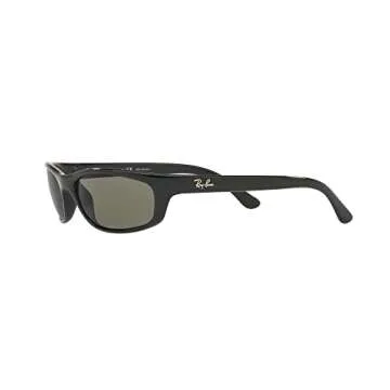 Ray-Ban Men's RB4115 Rectangular Sunglasses, Black/Polarized Green, 57 mm