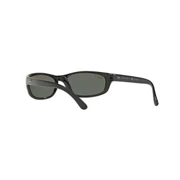 Ray-Ban Men's RB4115 Rectangular Sunglasses, Black/Polarized Green, 57 mm