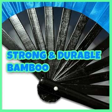 PandaTak Gay Pride Large Folding Fans, 13'' Bamboo Fan with UV Reactive Ink, for LGBTQ Circuit Parties & Raves (Jesus - I Saw That|)