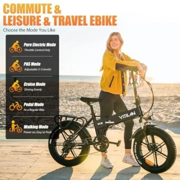 VITILAN V3 Foldable Electric Bike 28mph 750W Adventure Ready