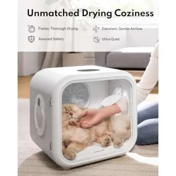 HomeRunPet Drybo Plus Automatic Pet Dryer Box - Ultra Quiet, Smart Temperature Control, 360° Efficient for Cats and Small Dogs