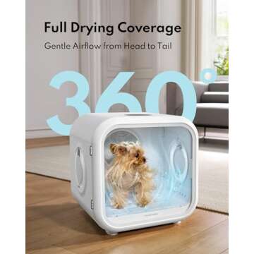 HomeRunPet Drybo Plus Automatic Pet Dryer Box - Ultra Quiet, Smart Temperature Control, 360° Efficient for Cats and Small Dogs