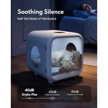 HomeRunPet Drybo Plus Automatic Pet Dryer Box - Ultra Quiet, Smart Temperature Control, 360° Efficient for Cats and Small Dogs