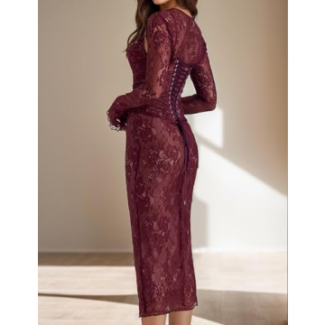 Elegant Women's Backless Satin Maxi Long Sleeve Dress