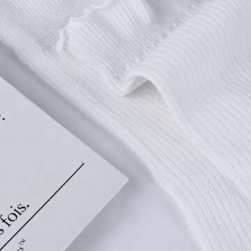 COZYOFFI Cute Ruffle Socks for Women - 5 Pairs in White