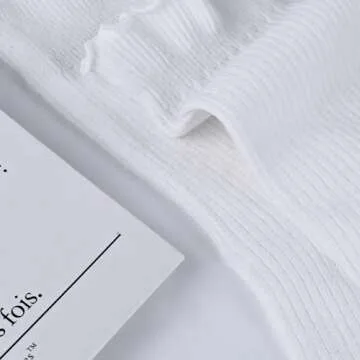 COZYOFFI Cute Ruffle Socks for Women - 5 Pairs in White