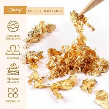 Cobakey 24K Edible Gold and Silver Leaf Flakes for Food Decoration (Cake, Chocolate, Steak, Drink & ...
