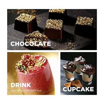 Cobakey 24K Edible Gold and Silver Leaf Flakes for Food Decoration (Cake, Chocolate, Steak, Drink & Cooking) and Spa, 50mg Edible Gold Leaf and 50mg Edible Silver Leaf with Edible Glitter & Tweezers