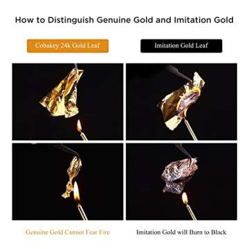 Cobakey 24K Edible Gold and Silver Leaf Flakes for Food Decoration (Cake, Chocolate, Steak, Drink & Cooking) and Spa, 50mg Edible Gold Leaf and 50mg Edible Silver Leaf with Edible Glitter & Tweezers