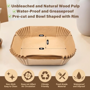 Non-stick Air Fryer Liners - 125pcs for Easy Cooking