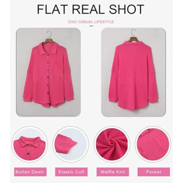 Dokotoo Women Waffle Knit Top 2024 Fashion Oversized Comfort