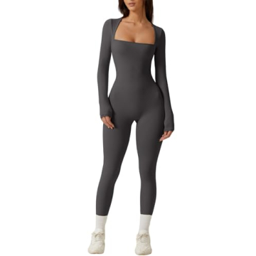 QINSEN Women’s Light Black Jumpsuit - Long Sleeve Casual Comfort & Style