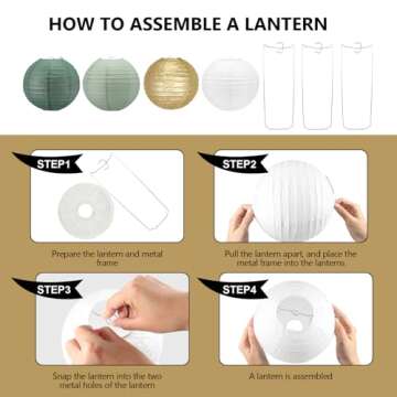 Sage Green Paper Lanterns,16Pack Gold Green White Party Decorations with Tape and String,Hanging Lantern for Bridal Shower Decor,Graduation,Wedding,Tropical,Birthday Party Supplies(Sage Green)