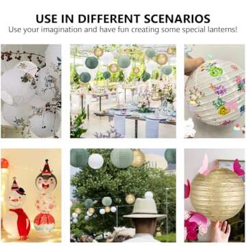 Sage Green Paper Lanterns,16Pack Gold Green White Party Decorations with Tape and String,Hanging Lantern for Bridal Shower Decor,Graduation,Wedding,Tropical,Birthday Party Supplies(Sage Green)