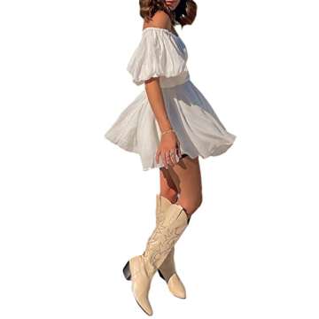 Women Sexy Mini Dress with Puff Sleeves for Parties