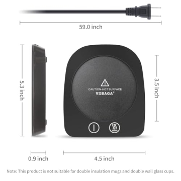 VOBAGA Mug Warmer& Coffee Mug Warmer for Office Desk Use, Candle Warmer with Three Temperature Settings, Coffee Warmer Plate for Cocoa Tea Water Milk with Auto Shut Off After 4 Hours, for Ideal Gifts