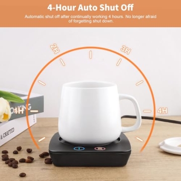 VOBAGA Mug Warmer& Coffee Mug Warmer for Office Desk Use, Candle Warmer with Three Temperature Settings, Coffee Warmer Plate for Cocoa Tea Water Milk with Auto Shut Off After 4 Hours, for Ideal Gifts
