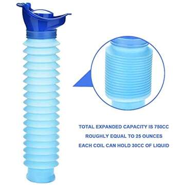WMJJ Shrinkable Urinals,750ML Male Female Portable Mobile Toilet Potty Pee Urine Bottle,Reusable Emergency Urinal for Travel,Camping,Traffic Jam and Queuing