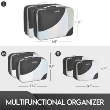 OlarHike 6 Set Packing Cubes for Travel, 3 Various Sizes(Large,Medium,Small), Luggage Organizer Bags for Travel Accessories Travel Essentials, Travel Cubes for Carry on Suitcases (Black)