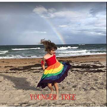 YOUNGER TREE Toddler Baby Girls Rainbow Dress Princess Sleeveless Halter Beach Tutu Sundress (5-6 Ye...