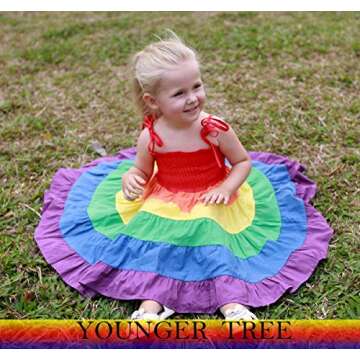 YOUNGER TREE Rainbow Princess Dress for Toddler Girls