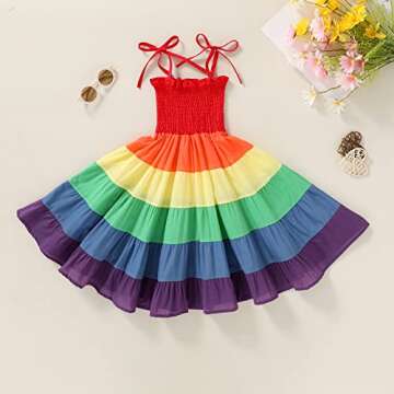 YOUNGER TREE Rainbow Princess Dress for Toddler Girls