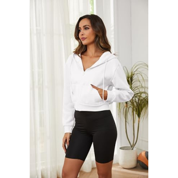 LOFAAC Women Fleece Cropped Hoodie for Effortless Style