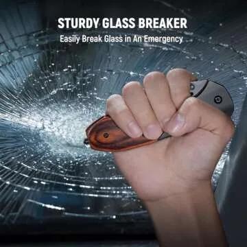 KEXMO Pocket Knife with Glass Breaker for EDC and Camping