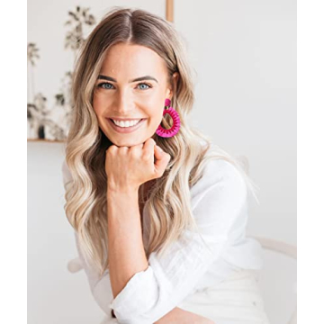 Beaded Dangle Earrings Raffia Earrings for Women Boho Statement Teardrop Beaded Tassel Earrings Handmade Geometric Earring Summer Beach Jewelry Gifts (Rose Red)